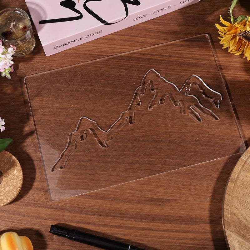beinkmake Mountain Router Template Acrylic Router Template for Woodworking Inlay Template Charcuterie Board Decorative Router Templates - Image 3